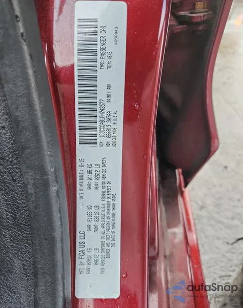 2015 Chrysler 200 Limited z USA, uszkodzony, nr VIN 1C3CCCAB1FN743577